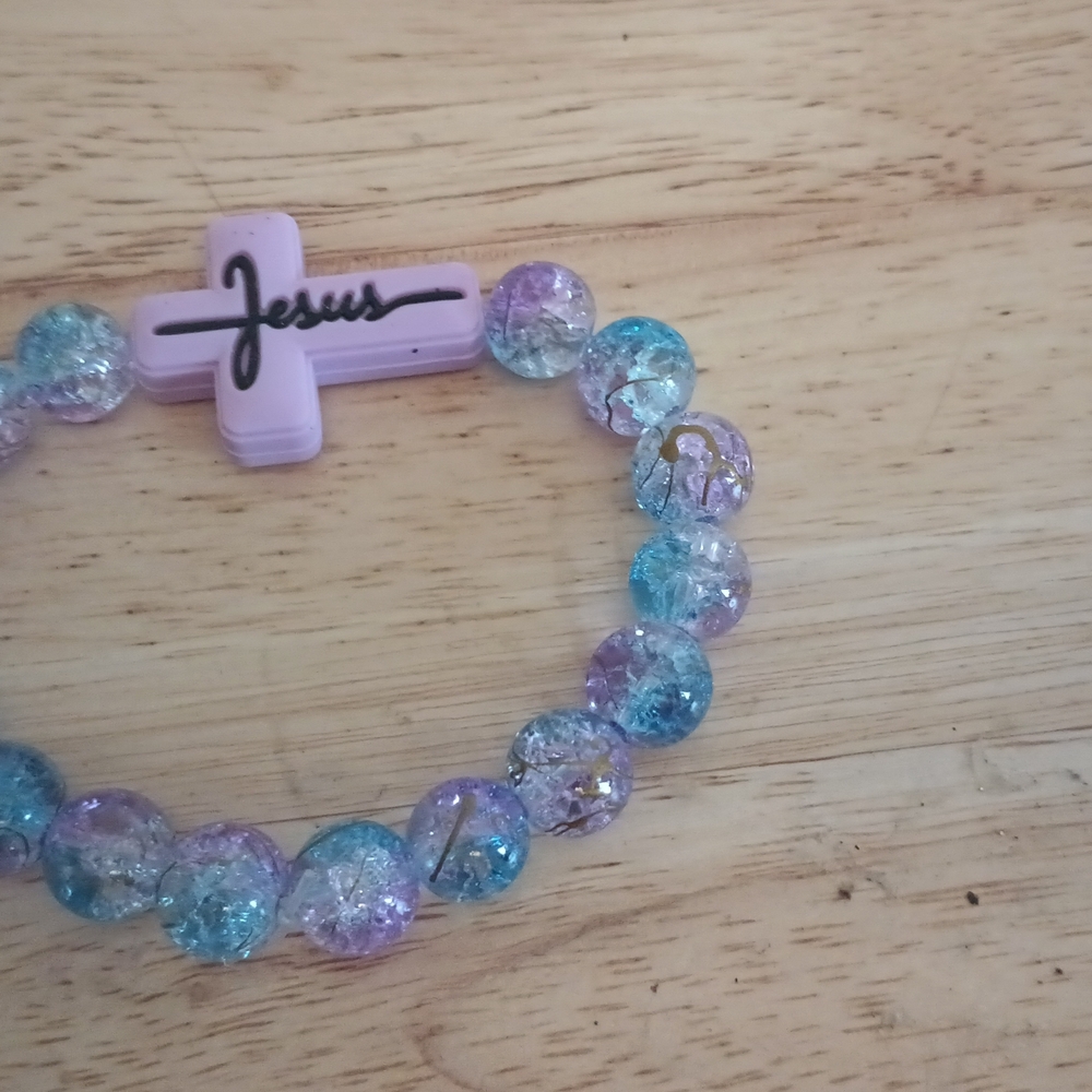 Kids Multicolor Beaded Bracelet with Cross Charm